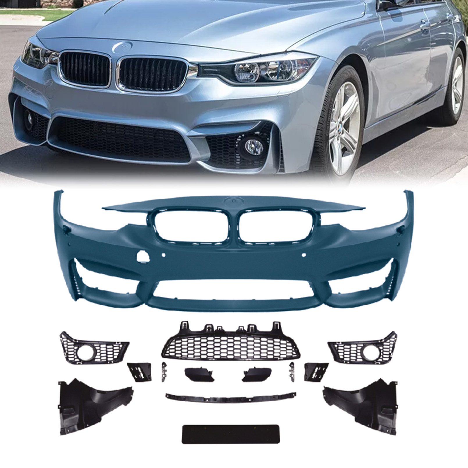 Front Bumper For 2013-18 BMW F30 F35 3 Series to M3 Style 4-Door W